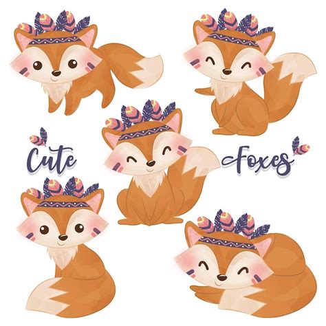 Premium Vector | Cute baby foxes illustration iin watercolor