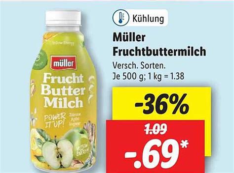 Müller Fruchtbuttermilch Angebot bei Lidl 1Prospekte de