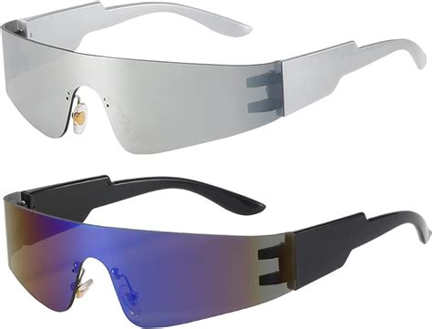 Swetup Futuristische Sonnenbrille St Ck Schnelle Brille Rave Brille