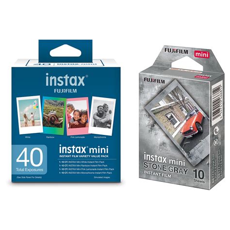 Fujifilm Instax Mini Film Variety 40 + Stone Gray Film 10 - Walmart.com