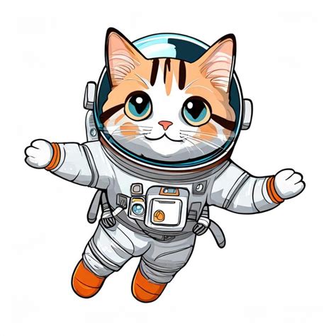 Anime Un Lindo Gato En Uniforme De Astronauta En Un Fondo Blanco