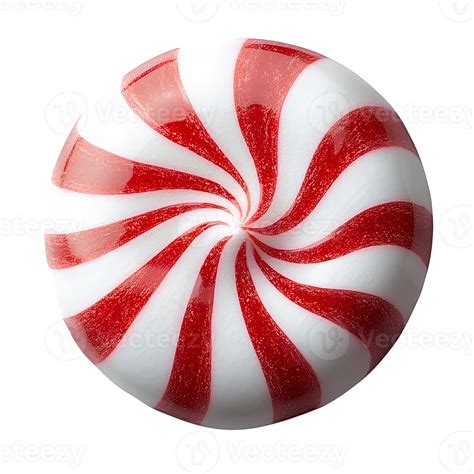 red  white swirled peppermint candy  transparent background
