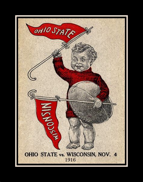 1916 Ohio State, Wisconsin Poster, Buckeyes, Badgers Wall Art ...