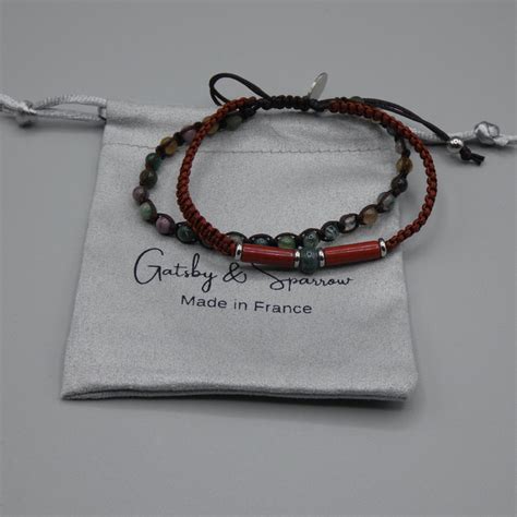 Bracelet Duncan Jaspe Rouge Et Agate Bracelet Pour Homme En Pierres