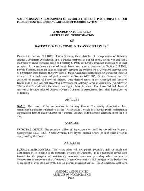 Fillable Online Amended And Restated Articles Of Incorporation Of