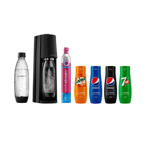 Sparkling Water Maker SodaStream Terra Black 2 Bottles Syrup Set