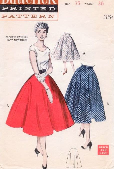 S Butterick Rockabilly Quick And Easy Semi Circle Skirt Vintage