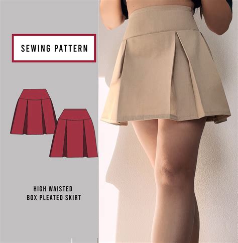 Box Pleat Skirt Sewing Patten Instant Download Pdf Sewing Etsy