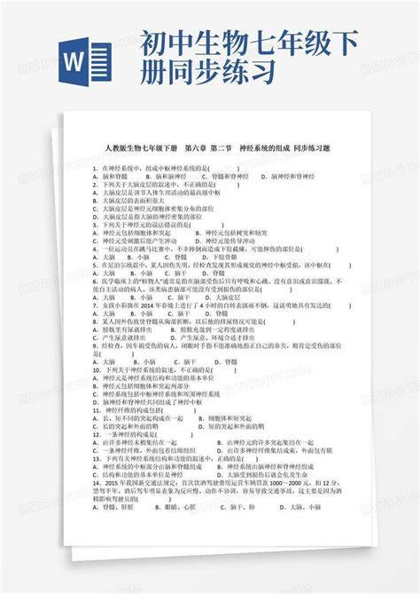 第六章第二节 神经系统的组成同步练习题含答案word模板下载编号lorrnpax熊猫办公