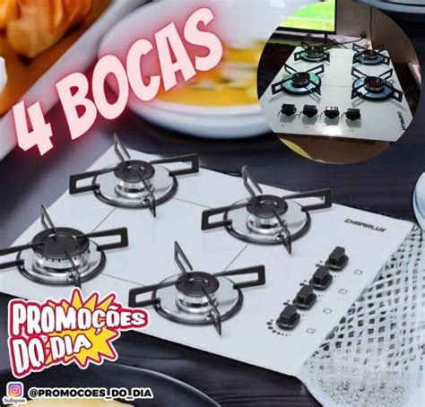 Cooktop 4 bocas Chamalux ultra chama branco Bivolt T C Promoções do Dia