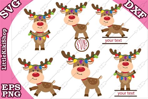 Reindeer Lights Svg Christmas Reindeer Clipart Xmas Svg By