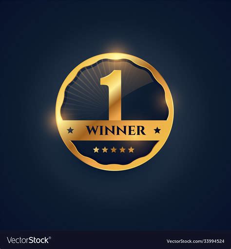 number  winner label  golden badge style vector image
