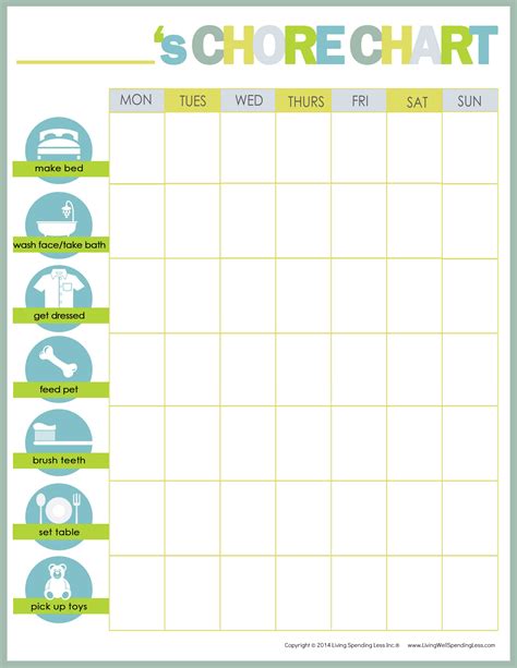 Free Printable Weekly Chore Charts