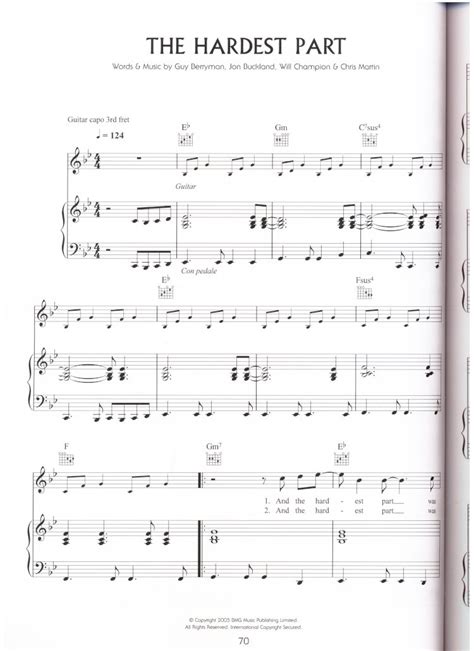 PDF Coldplay The Hardest Part Piano Score Sheet Music DOKUMEN TIPS