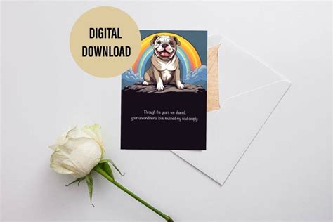 Bulldog Sympathy Card Digital Download Dog Sympathy Card