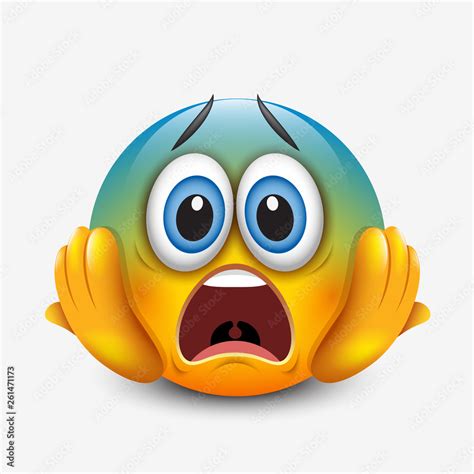 Scared emoticon holding head, emoji Stock Vector | Adobe Stock