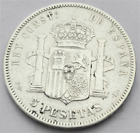 Espagne Alfonso XIII 1886 1931 5 Pesetas 1892 PGM 1893 PGL