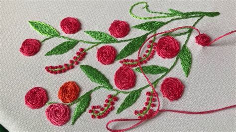 Hand Embroidery Rose Flower Beautiful Embroidery Youtube