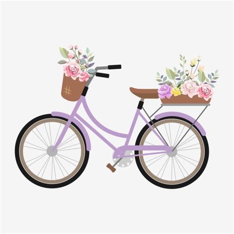 Bicicleta E Flores Roxas PNG Bicículo Flores Elementos Imagem PNG e