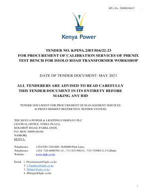 Fillable Online Kplc Co Tender Document For Procurement Of Calibration