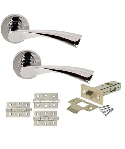 Sets Of Astrid Style Modern Chrome Door Handles On Rose Polished