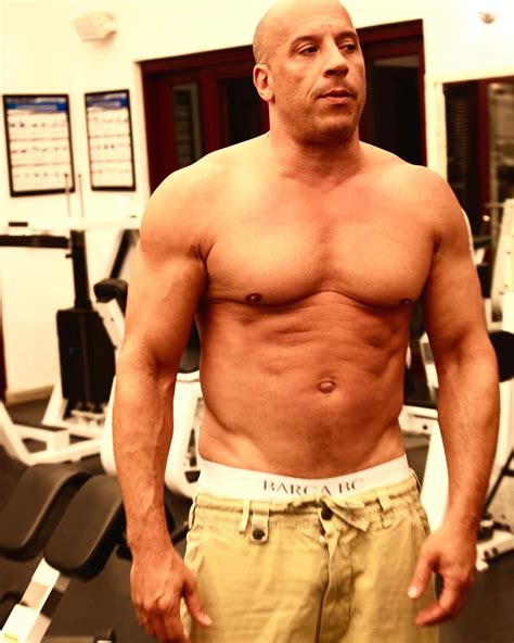 Vin Diesel 52 Shows Off Muscular Physique As He Poses Shirtless In A Pair Of Board Shorts On