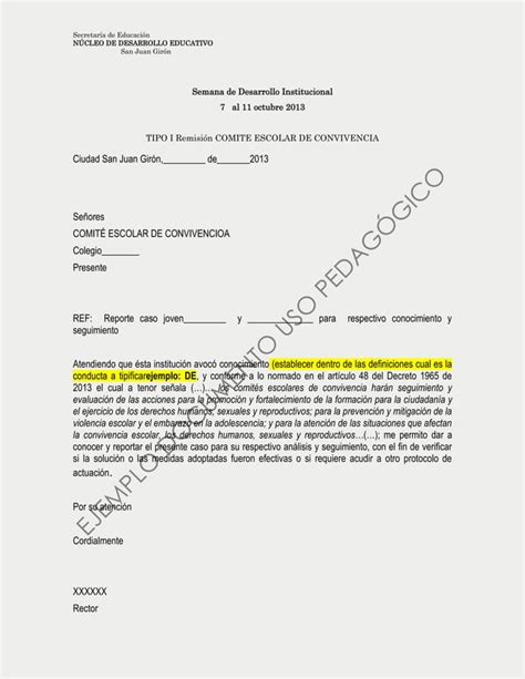 Tipo I Remision Comite Escolar De Convivencia PDF