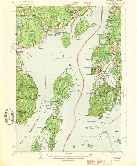 Castine Maine 1943 1943 USGS Old Topo Map Reprint 15x15 ME Quad