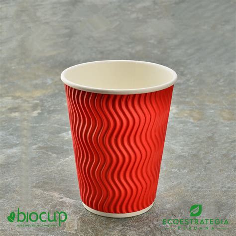 Eco Estrategia Peruana Vaso Corrugado Rojo De 8oz