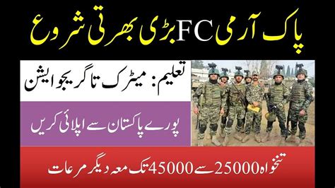 Latest Jobs In Fc Pak Army Latest Jobs Pakistan Army Apply Process