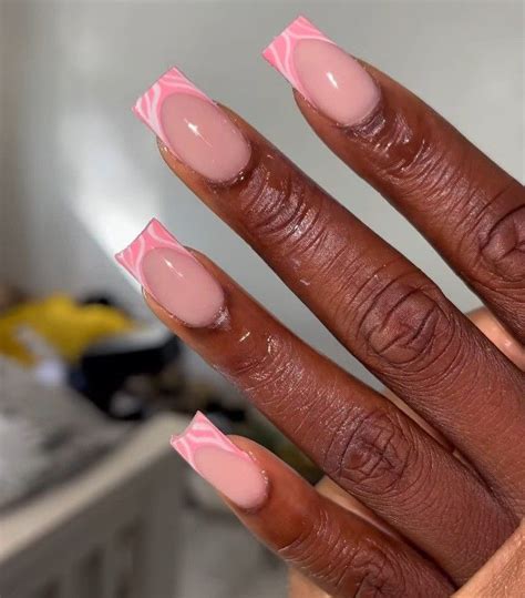 Light Pink Acrylic Nails French Tip Acrylic Nails Short Square