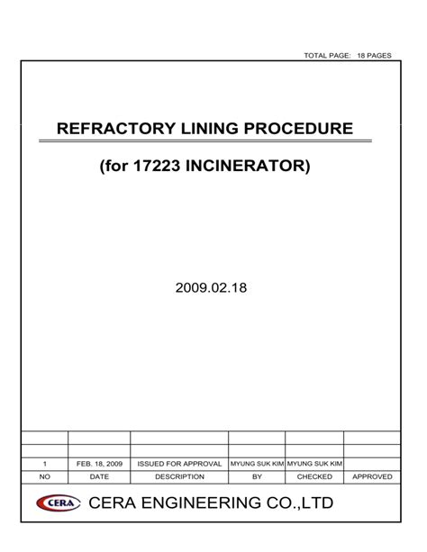 Refractory Lining Procedure