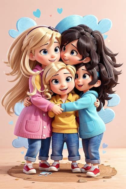 Premium AI Image | A cartoonstyle drawing of friends sharing a hug ...