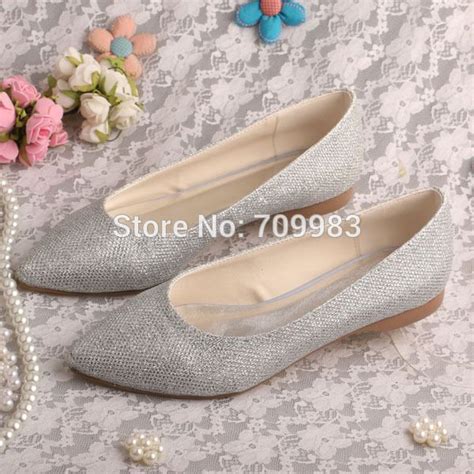 Glitter Silver Flat Shoes for Wedding