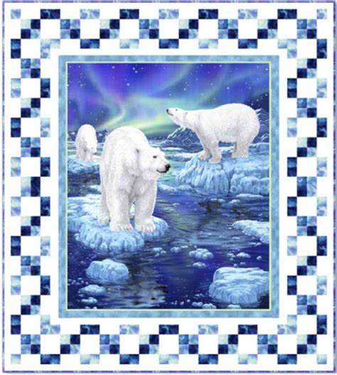 Polar Bear Northern Lights Panel Quilt Kit Cool This Kit Also Has