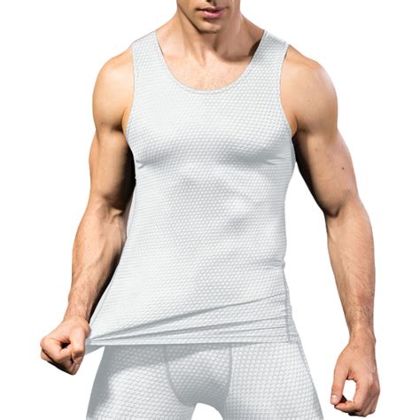Active Mens Sleeveless Compression Tank Top With Textured Fabric And