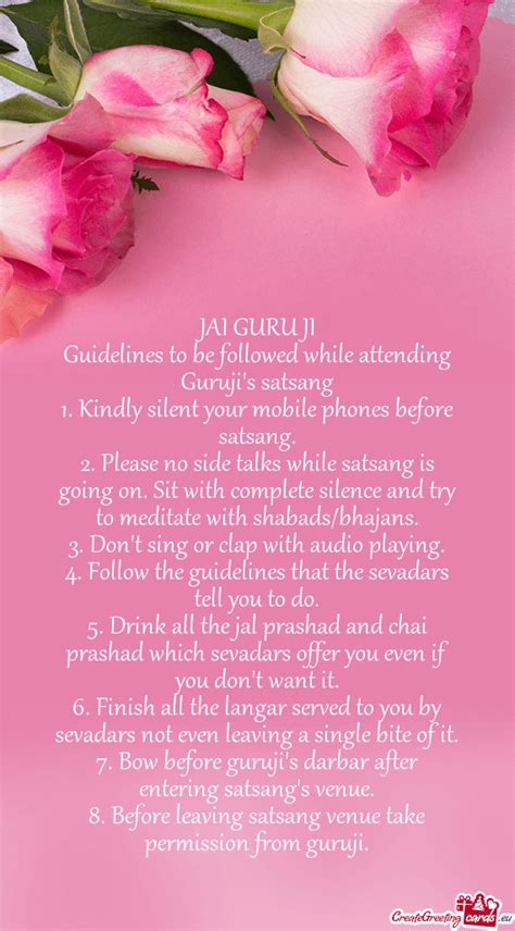 Guidelines To Be Followed While Attending Guruji S Satsang Free Cards