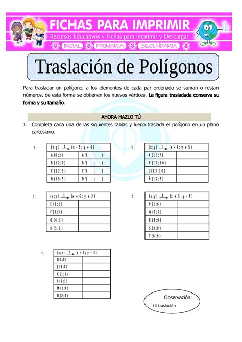 Traslaci N De Pol Gonos Para Quinto De Primaria Para Trasladar Un