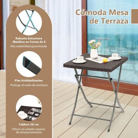 Costway Set Bistr Plegable De Piezas Juego De Mesa Y Sillas De