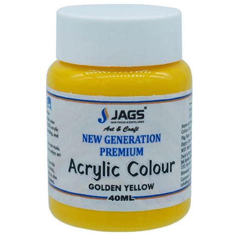 JAGS Premium Acrylic Colour Paint 40 ml - Golden Yellow - Non-Fading ...