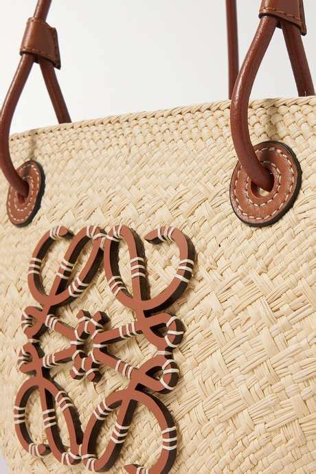 Loewe Paula S Ibiza Small Leather Trimmed Woven Raffia Tote Net A