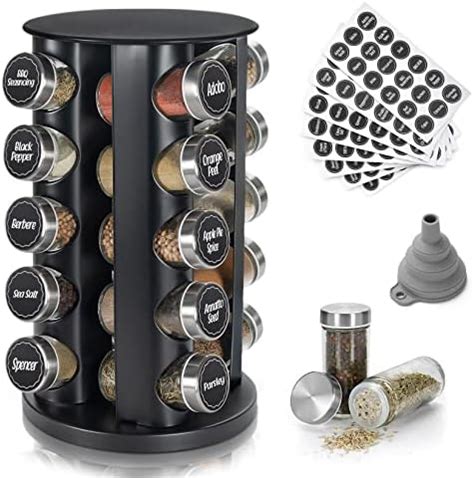 Amazon Boxweer Revolving Spice Rack Set With Empty Spices Jars