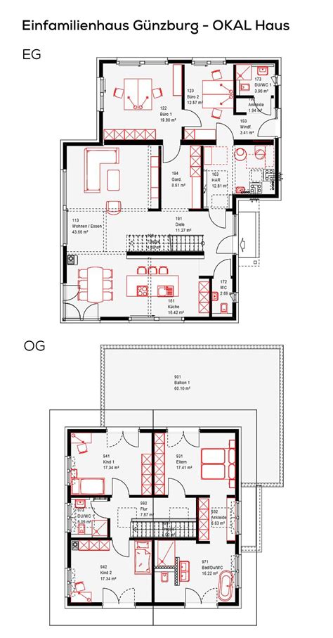 Grundriss Einfamilienhaus mit Büro Anbau Einliegerwohnung 6 Zimmer