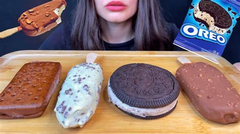 ASMR CHOCOLATE ICE CREAMS MAGNUM OREO MUKBANG No Talking EATING