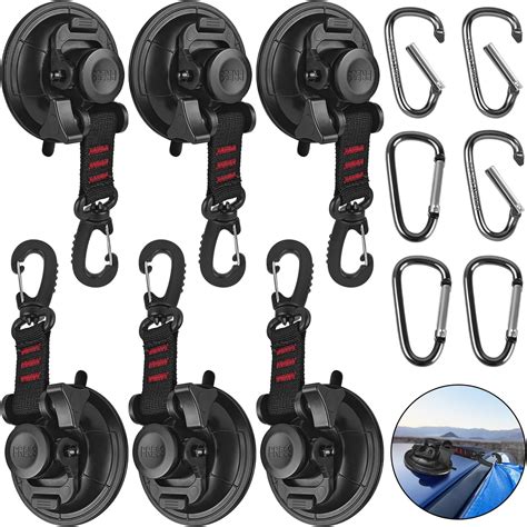 Amazon HLOGREE 6PCS Heavy Duty Suction Cups Anchor With Hooks