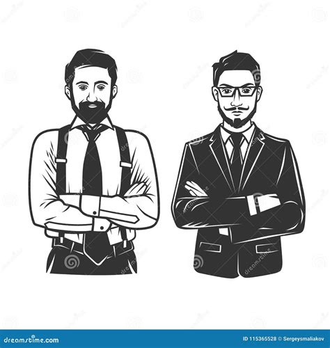 Black And White Stylish Man Logo Illustration Stock Vector