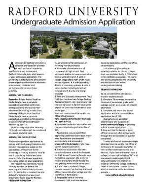 Fillable Online Radford Paper Application Radford University