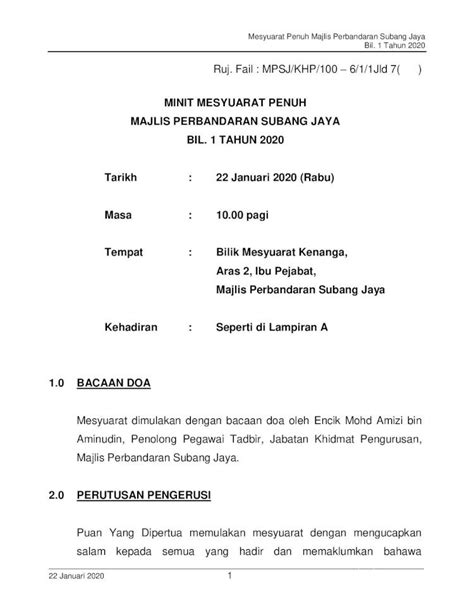 PDF MINIT MESYUARAT PENUH MAJLIS PERBANDARAN SUBANG 2020 8 17