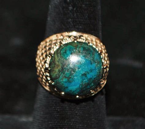 14k Custom 10 Carat Azurite Stone Ring 1970 S From Antiqueworldusa On Ruby Lane