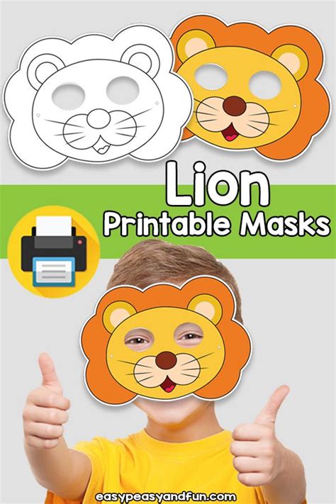 a young boy wearing a lion mask with the words lion printable masks